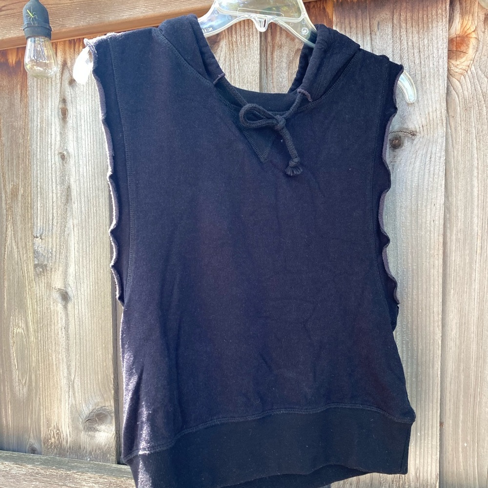 Free People Black, Sleeveless Hoodie